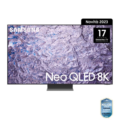 Samsung Series 8 TV QE75QN800CTXZT Neo QLED 8K, Smart TV 75" Processore Neural Quantum 8K, Dolby Atmos e OTS+, Titan Black 2023