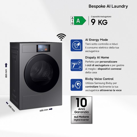 Samsung Series 9 DV90F09F4S asciugatrice Libera installazione Caricamento frontale 9 kg Grigio scuro