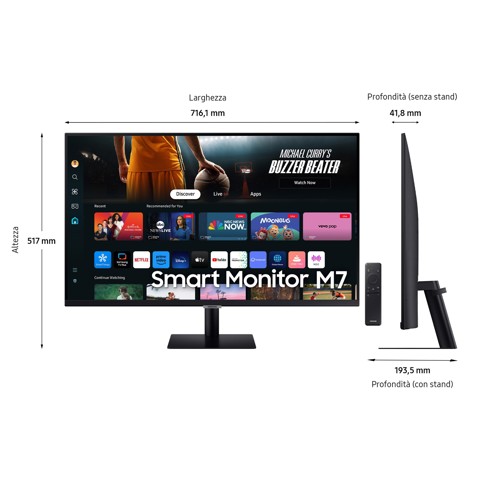 Samsung Smart Monitor M7 - M70D da 32'' UHD Flat LS32DM700UUXEN