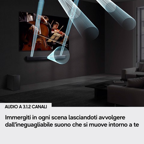 Samsung Soundbar HW-Q600H/XC, Audio 3.1.2 canali, potenza 320W, Voice Enhance Mode, Bluetooth 5.3, Q-Symphony, Wireless Dolby Atmos, 2026