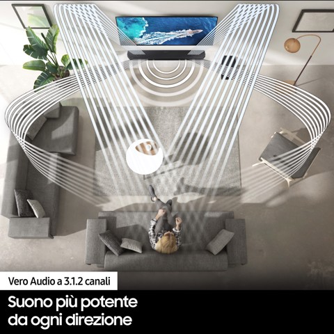 Samsung Soundbar HW-Q700B/ZF con subwoofer 3.1.2 canali 320W 2022, audio 3D wireless ottimizzato, effetto cinema surround