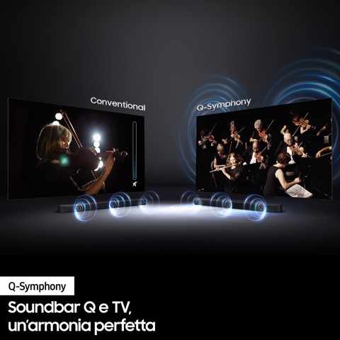 Samsung Soundbar HW-Q700B/ZF con subwoofer 3.1.2 canali 320W 2022, audio 3D wireless ottimizzato, effetto cinema surround
