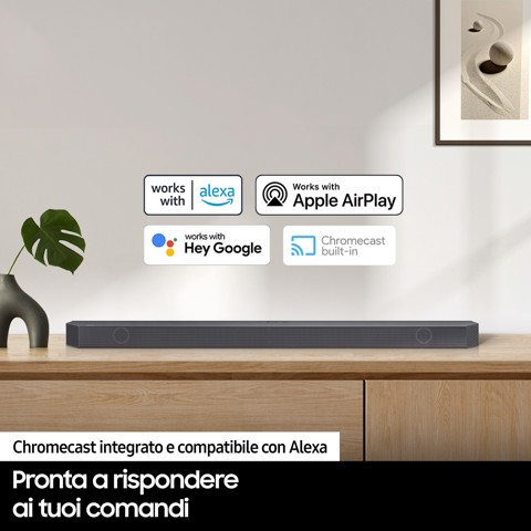 Samsung Soundbar HW-Q800B/ZF con subwoofer 5.1.2 canali 360W 2022, audio 3D wireless ottimizzato, effetto cinema surround