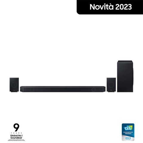 Samsung Soundbar HW-Q990C/ZF Serie Q, 22 speaker, Wireless Dolby Atmos, Audio a 11.1.4 canali, Q-Simphony, Compatibile con Alexa e Google Assistant, Black 2023