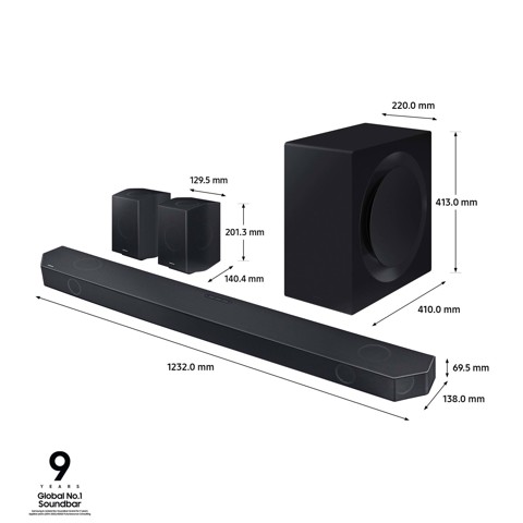 Samsung Soundbar HW-Q990C/ZF Serie Q, 22 speaker, Wireless Dolby Atmos, Audio a 11.1.4 canali, Q-Simphony, Compatibile con Alexa e Google Assistant, Black 2023