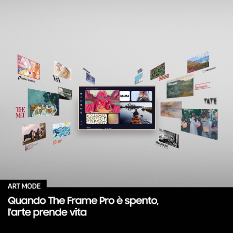 Samsung The Frame AI TV 43" QE43LS03FAUXZT 4K, Processore NQ4 AI Gen2, 4K AI Upscaling, Art Mode, Matte Display, Quantum HDR, Dolby Atmos & OTS Lite, Modern Frame Design, Vision AI Smart TV, 2025