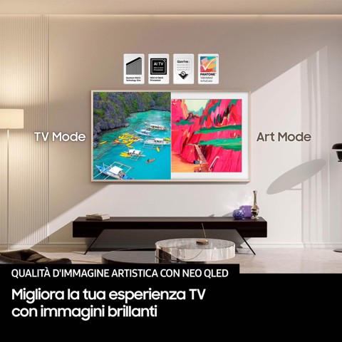 Samsung The Frame Pro AI TV 65" QE65LS03FWUXZT 4K, Processore NQ4 AI Gen3, 4K AI Upscaling, Art Mode, Matte Display, Neo Quantum HDR, Dolby Atmos & OTS, Modern Frame Design, Vision AI Smart TV, 2025