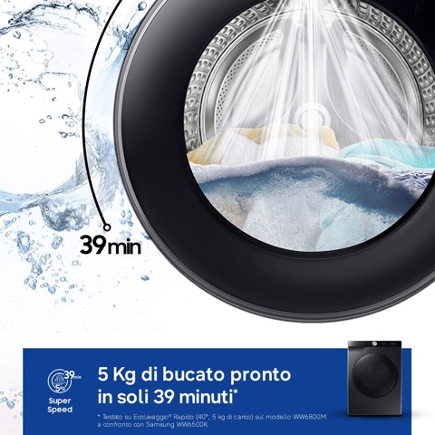 Samsung WD90DG6G94BB/U3 lavasciuga Libera installazione Caricamento frontale Nero