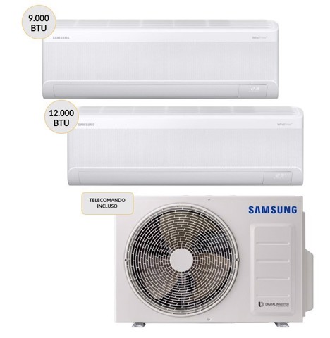 Samsung WindFree Condizionatore DUAL split 9000+12000btu AJ050TXJ2KGEU + AR60F09C1AWNEU + AR60F12C1AWNEU Climatizzatore Fisso