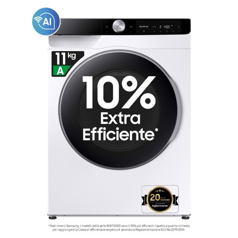 Samsung WW11DG6B25LKU3 lavatrice Caricamento frontale 11 kg 1400 Giri/min Bianco