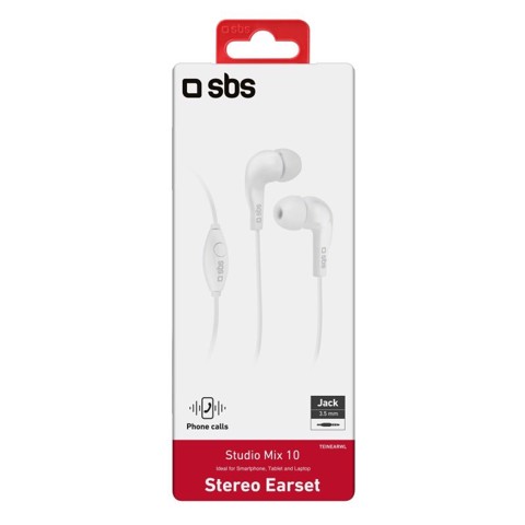 SBS Auricolari filo stereo in-ear Studio Mix 10, jack 3,5 mm con microfono e tasto alla risposta