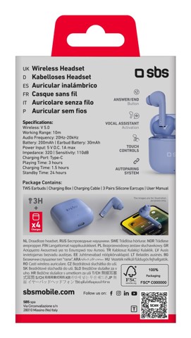 SBS Beat Free Auricolare True Wireless Stereo (TWS) In-ear Chiamate/Musica/Sport/Tutti i giorni Bluetooth Ciano