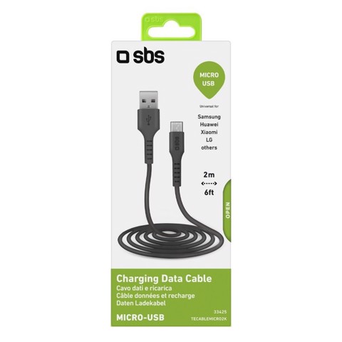 SBS Cavo dati 2 m nero - Connettori USB a Micro-USB