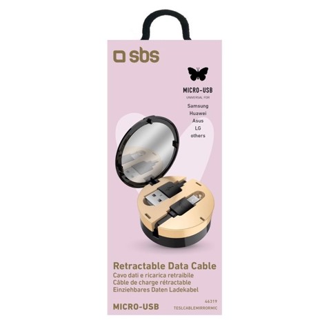 SBS Cavo dati e ricarica Micro USB retraibile con specchietto