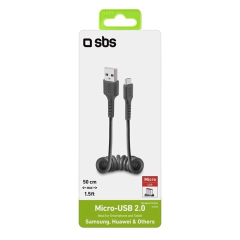 SBS Cavo dati e ricarica Micro USB spiralato