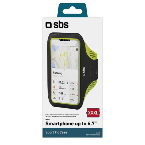 SBS Fascia da braccio running XXXL per smartphone fino a 6,7" con finestra touch