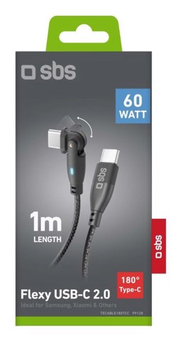 SBS Flexi cavo USB USB 2.0 1 m USB C Nero