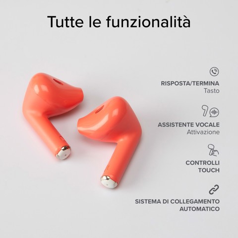 SBS Go Pods Auricolare True Wireless Stereo (TWS) In-ear Musica e Chiamate USB tipo-C Bluetooth Rosso