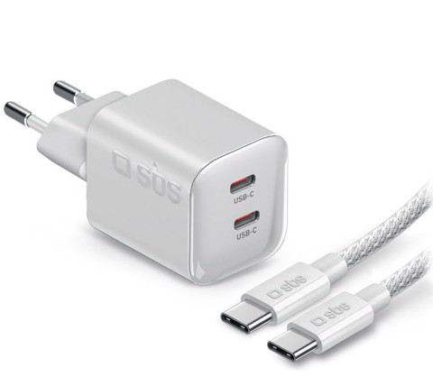 SBS LAKITTRGAN2C100WW Caricabatterie per dispositivi mobili Universale Bianco AC Ricarica rapida Interno