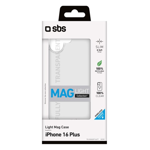 SBS Light Mag Cover Trasparente magsafe iphone 16 plus