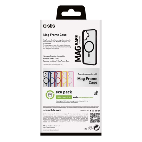 SBS Mag frame Cover Nero, Trasparente iphone 16 magsafe