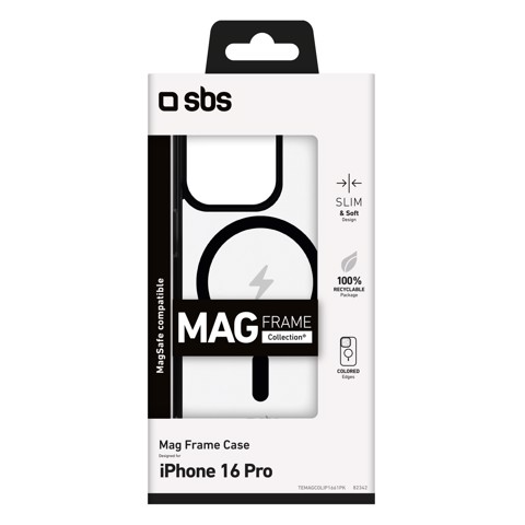 SBS Mag frame custodia per cellulare 16 cm (6.3") Cover Nero, Trasparente