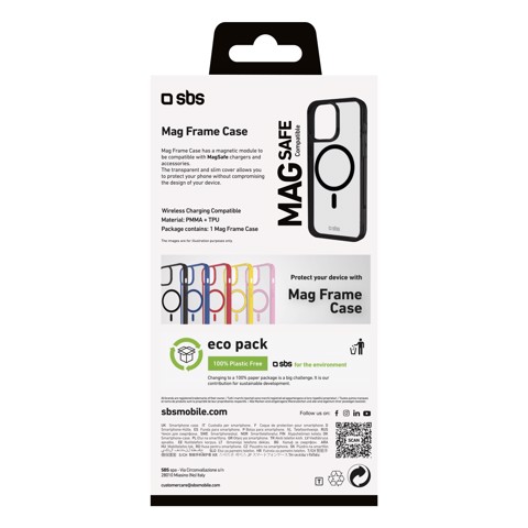 SBS Mag frame custodia per cellulare 16 cm (6.3") Cover Nero, Trasparente