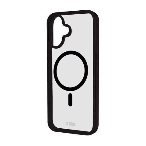 SBS Mag frame Cover Nero, Trasparente iphone 16 plus magsafe