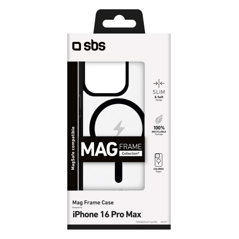 SBS Mag frame custodia per cellulare 17,5 cm (6.9") Cover Nero, Trasparente