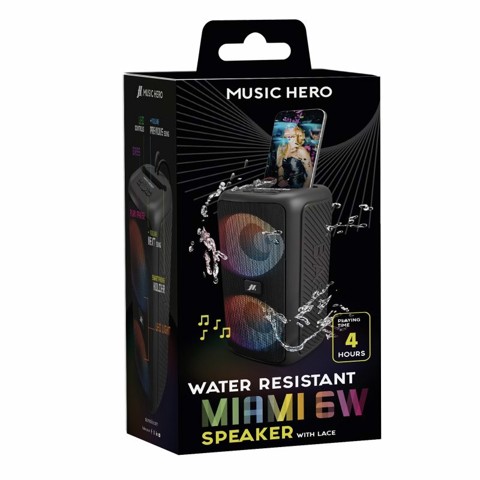 SBS MHSPMIAMI6BTK altoparlante portatile e per feste Altoparlante portatile stereo Nero 12 W