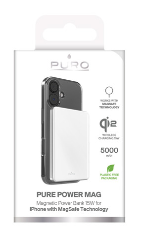 SBS Pure Power Mag Polimeri di litio (LiPo) 5000 mAh Carica wireless Bianco