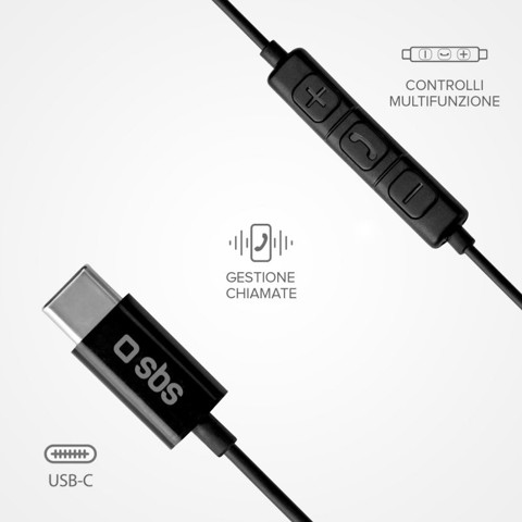 SBS Studio Mix 100c - Auricolari con filo stereo e connettore USB-C