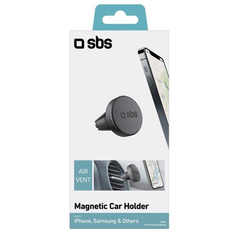 SBS Supporto auto rotondo magnetico per telefono con fissaggio a clip