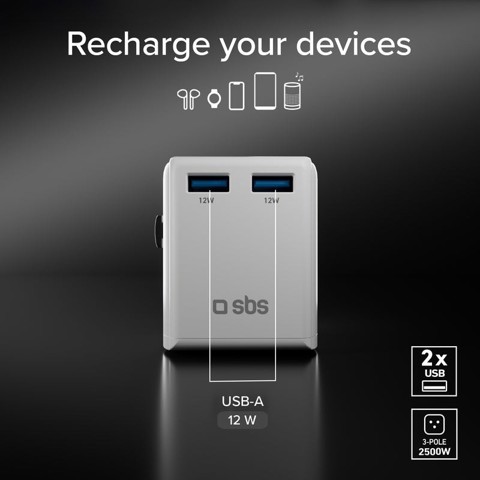 SBS TEADAPTEUNND adattatore per presa di corrente Universale Bianco