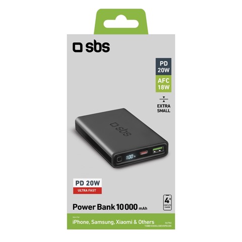 SBS TEBB10000LCDEVOPD20K batteria portatile Polimeri di litio (LiPo) 10000 mAh Nero