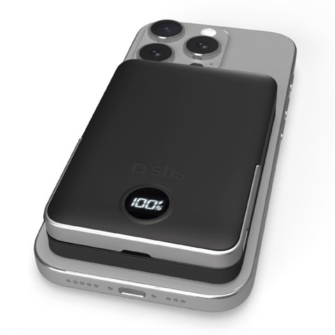 SBS TEBB10000MAGSTAND batteria portatile 10000 mAh Carica wireless Nero