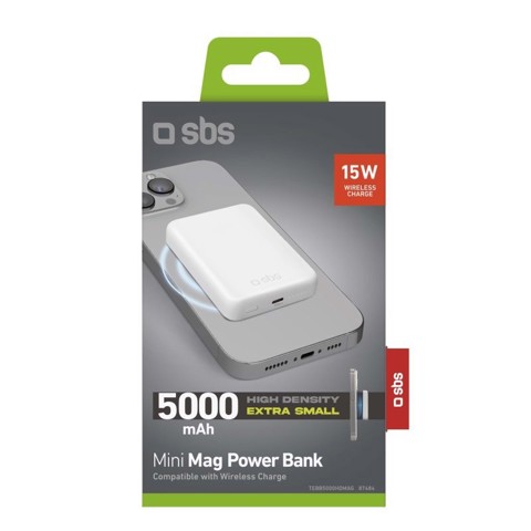 SBS TEBB5000HDMAG batteria portatile 5000 mAh Carica wireless Bianco