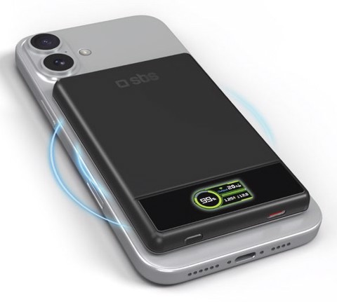 SBS TEBB5000MAGTFT batteria portatile Polimeri di litio (LiPo) 5000 mAh Carica wireless Nero