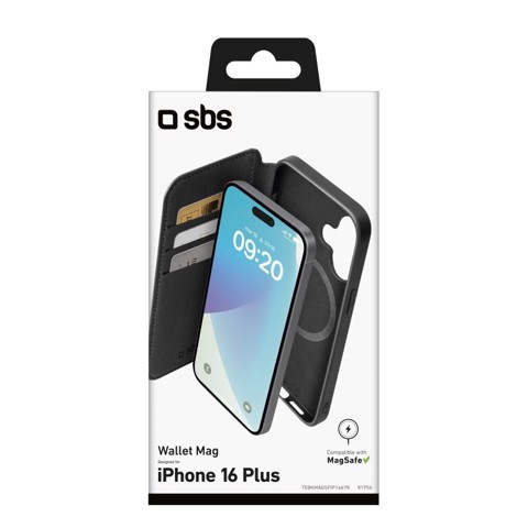 SBS TEBKMAGSFIP1667K Cover wallet iphone 16 plus Nero