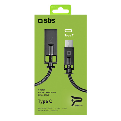 SBS TECABLELUXTYPCG cavo USB 1 m USB 2.0 USB A USB C Nero