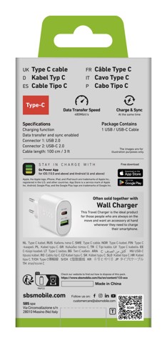 SBS TECABLEMICROC10W cavo USB USB 2.0 1 m USB A USB C Bianco