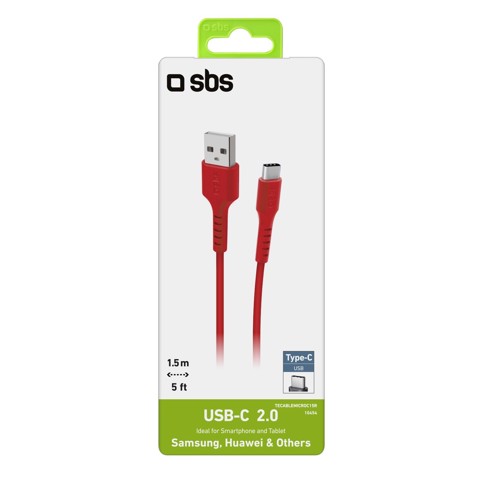SBS TECABLEMICROC15R cavo USB USB 2.0 1,5 m USB A USB C Rosso
