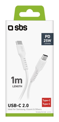 SBS TECABLETCC10W cavo USB USB 2.0 1 m USB C Bianco