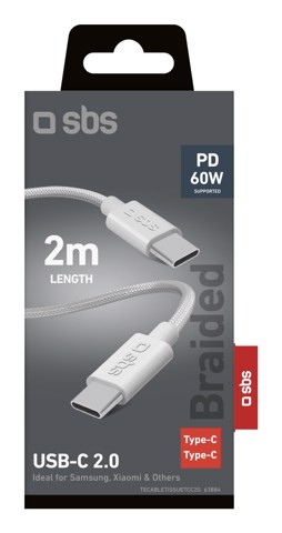 SBS TECABLETISSUE2G cavo USB 2 m USB C 60 W Grigio