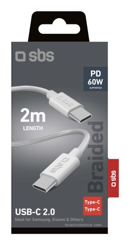SBS TECABLETISSUE2G cavo USB 2 m USB C Grigio
