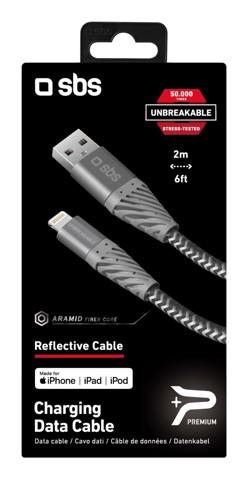 SBS TECABLEUNRELIG2GK cavo Lightning 2 m Nero, Grigio