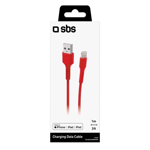 SBS TECABLEUSBIP589R cavo Lightning 1 m Rosso