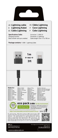 SBS TECABLEUSBIP5S1K cavo Lightning 1 m Nero