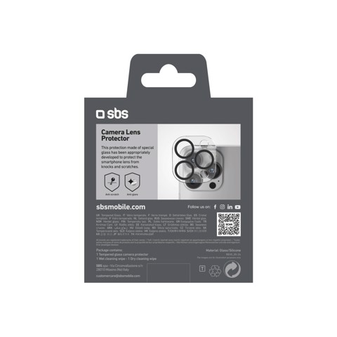 SBS TECAMGLIP16PK protezione per lo schermo e il retro dei telefoni cellulari Protezione per obiettivo della fotocamera Apple 1 pz