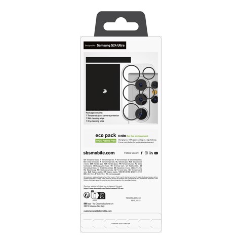 SBS TECAMGLSAS24 protezione per lo schermo e il retro dei telefoni cellulari Protezione per obiettivo della fotocamera Samsung 1 pz